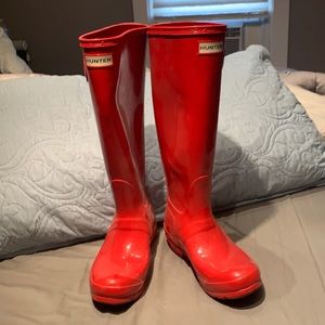 Tall red Hunter boots